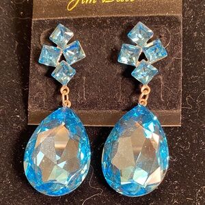 Sparkling Blue Teardrop Crystal Drop Earrings - Women Jewelry